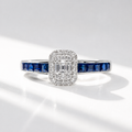 Sapphire and Diamond 18ct White Gold Modern Cluster Ring | Size O