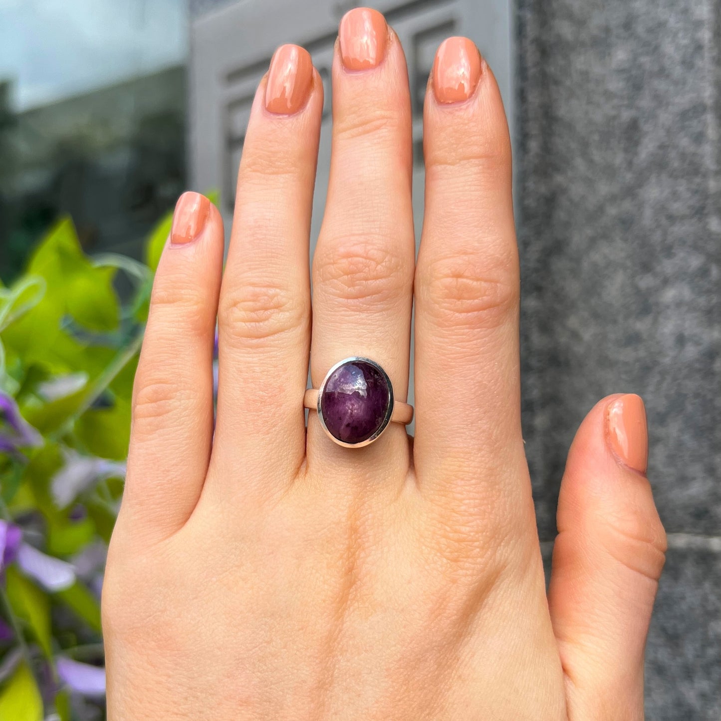 Minimalist Sterling Silver Ruby Ring - Size L