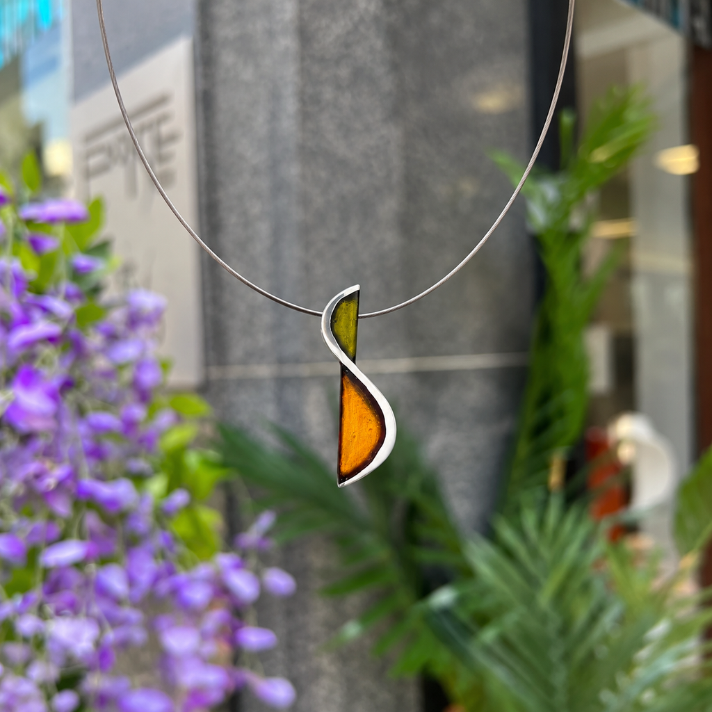Orange and Green Pistachio Pendant Necklace | Watch This Space