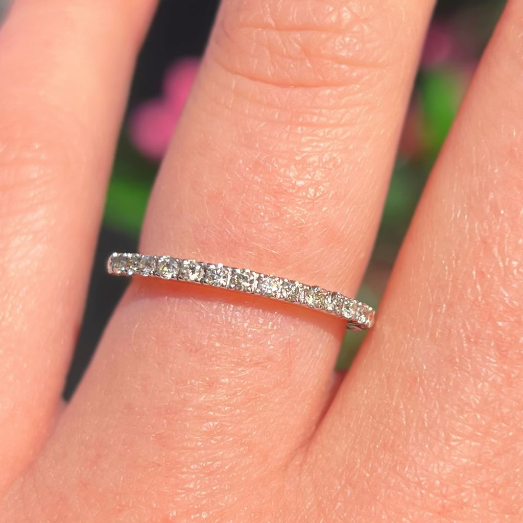Modern Half Eternity Diamond 9ct Yellow Gold Band Ring | Size L ½