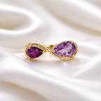 Burgundy & Lilac Gold Infinity 'Toi et Moi' Ring | Size M ½ | Unique & Co.
