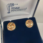 Vintage Charles Rennie Mackintosh Inspired Rose Motif Disc 9ct Yellow Gold Stud Earrings