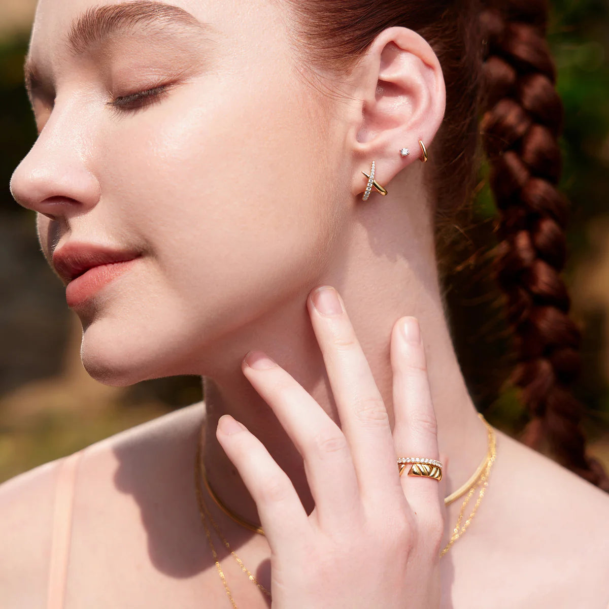 Ania Haie Gold Kiss Polished Pavé Stud Earrings