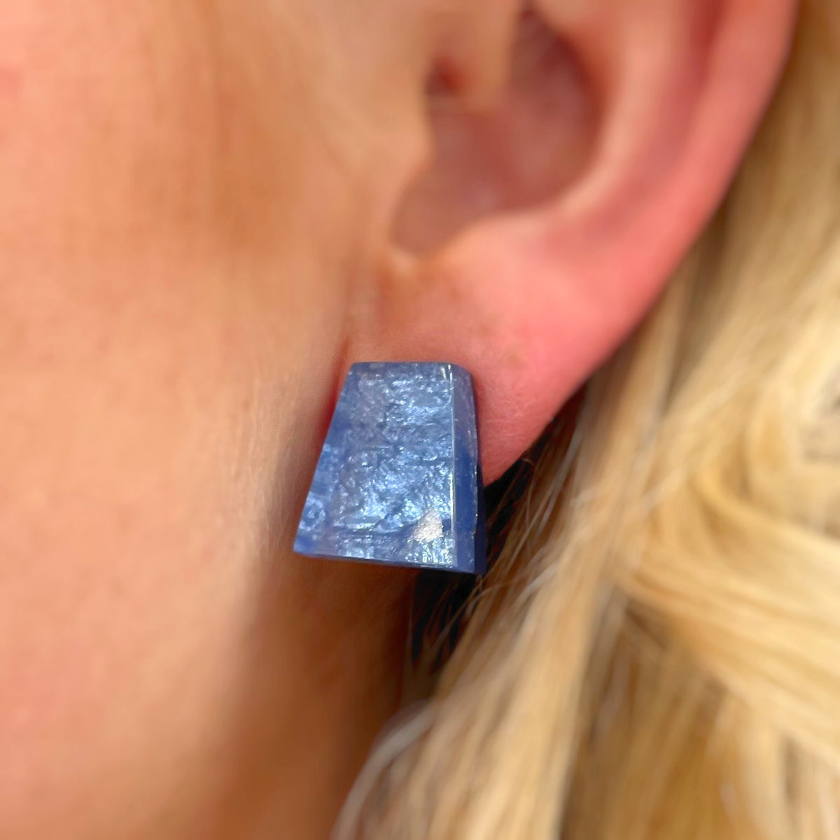 Pre-Order | Blue Irregular Shaped Clip-On Earrings | Watch This Space