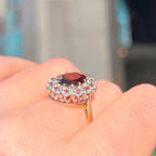 Vintage Garnet and Topaz 9ct Yellow Gold Cocktail Ring | Size R ½