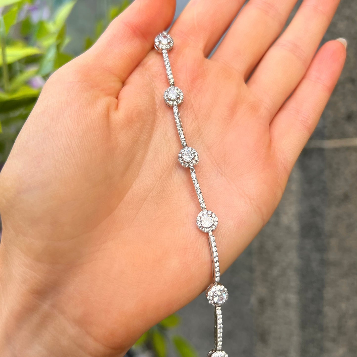 Elegant Sterling Silver Cubic Zirconia Bracelet