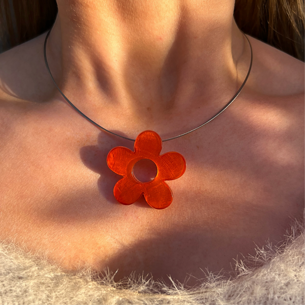 ‘Watch This Space’ Orange Flower Necklace