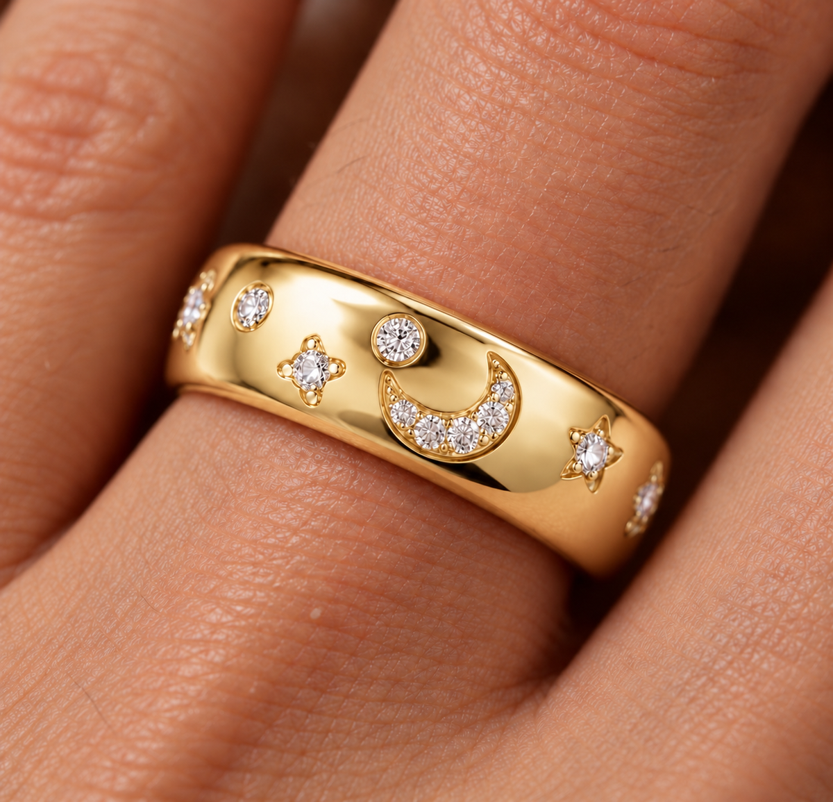 Gold on Silver Celestial Chunky Ring | Size O ½ | Ania Haie