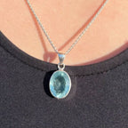 Oval Aquamarine Sterling Silver Pendant