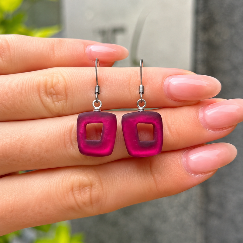 Pre-Order | Tropical Hollow Square Drop Earrings | Watch This Space