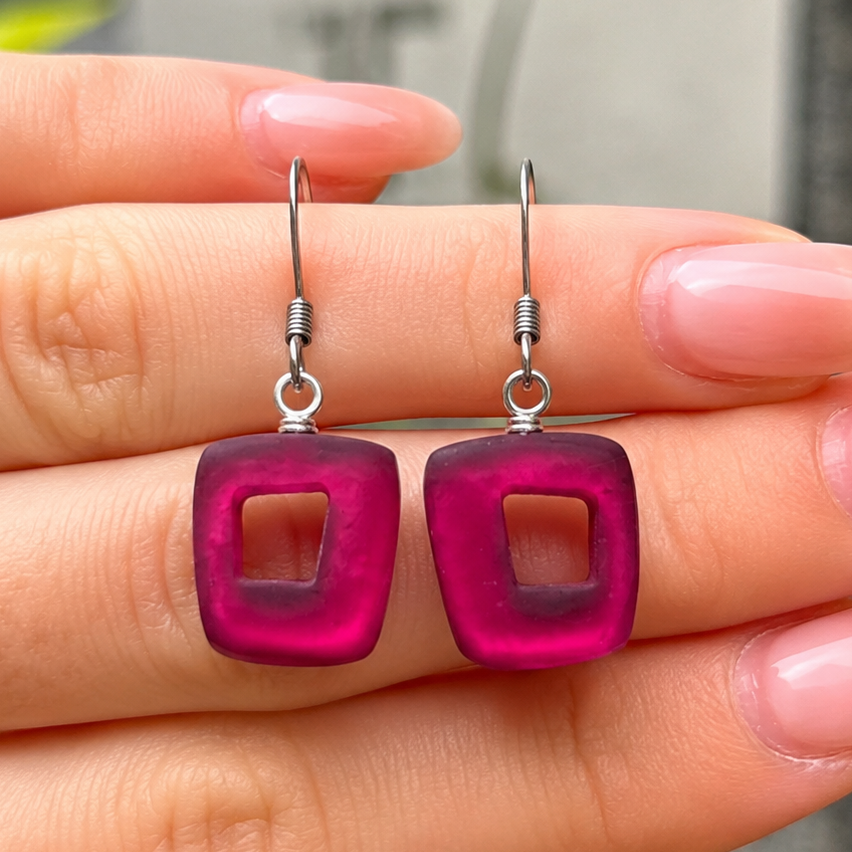 Pre-Order | Tropical Hollow Square Drop Earrings | Watch This Space