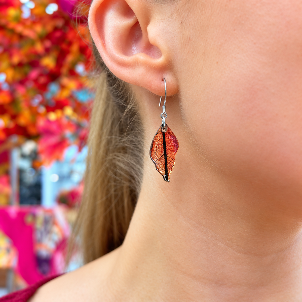 Orange Leaf Drop Earrings | Watch This Space