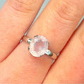 Rose Quartz Sterling Silver Oval Cut Ring | Size Q