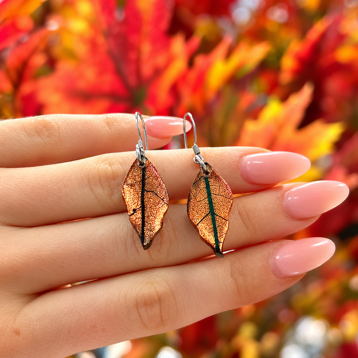 Orange Leaf Drop Earrings | Watch This Space