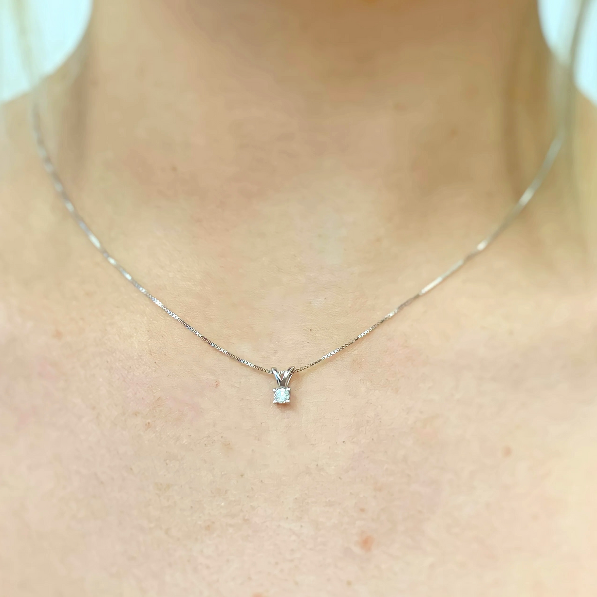 Diamond 9ct White Gold Dainty Necklace