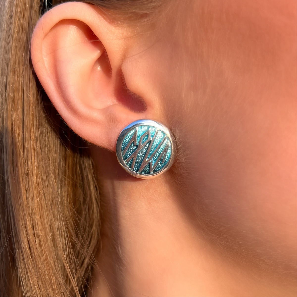 Runic 'True Love' Hidden Message Enamel Sterling Silver Stud Earrings | Sheila Fleet