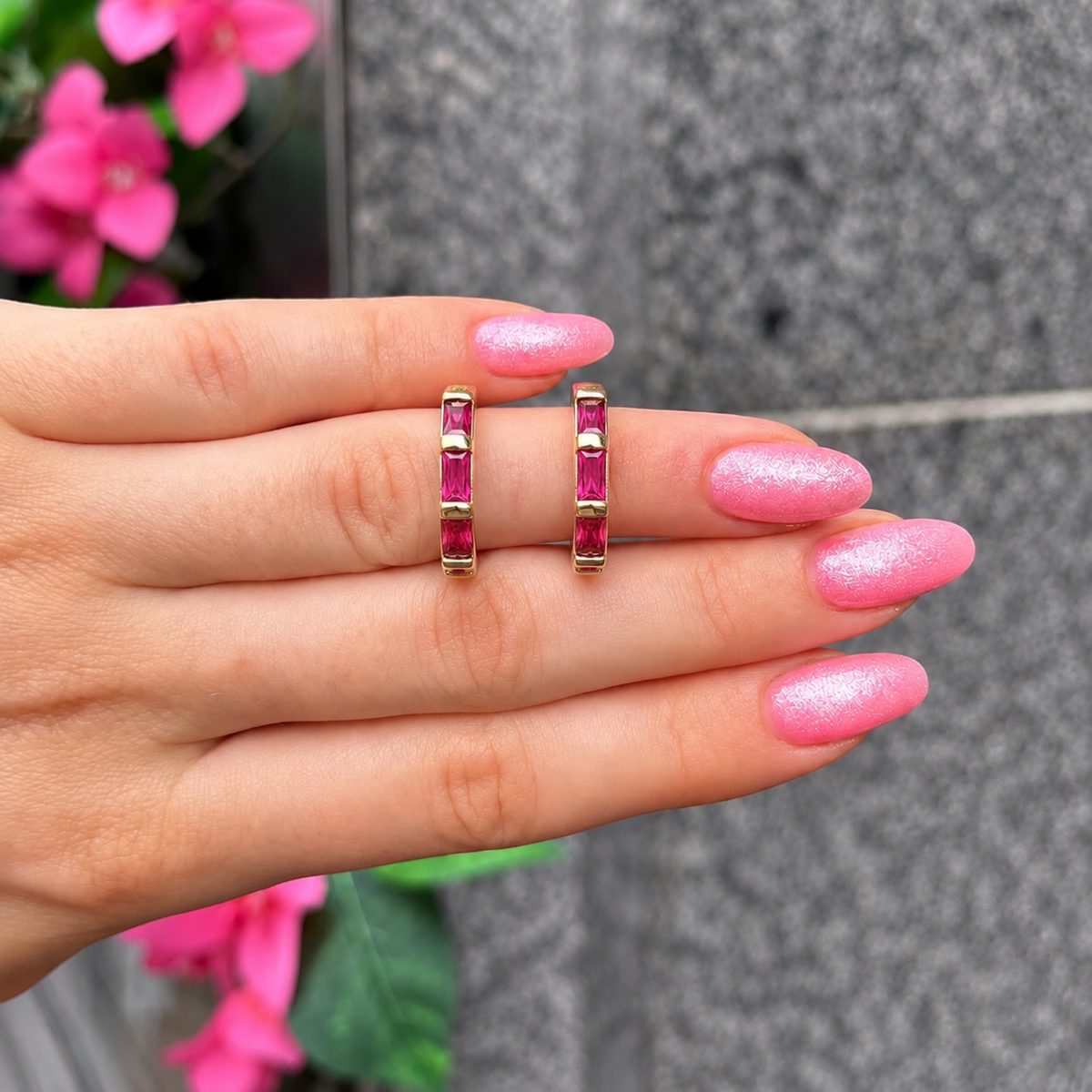 14ct Gold Plated Rosé Holiday Huggie Hoop Earrings | Ania Haie