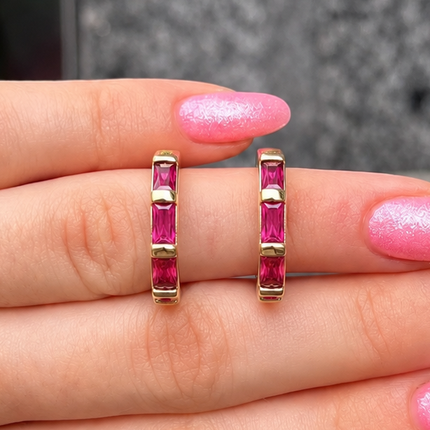 14ct Gold Plated Rosé Holiday Huggie Hoop Earrings | Ania Haie