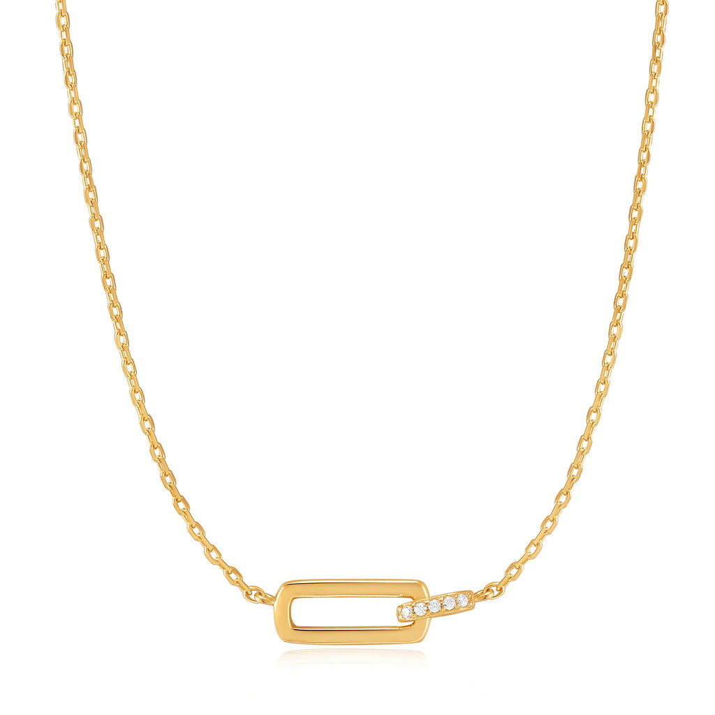 14ct Gold Plated Cubic Zirconia Glam Interlock Bracelet | Ania Haie