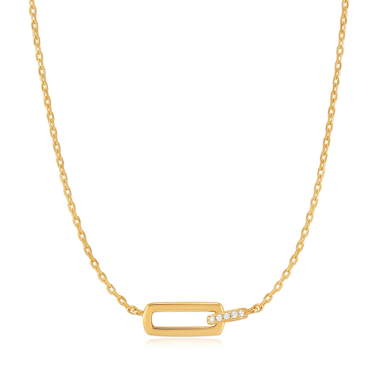 14ct Gold Plated Cubic Zirconia Glam Interlock Bracelet | Ania Haie