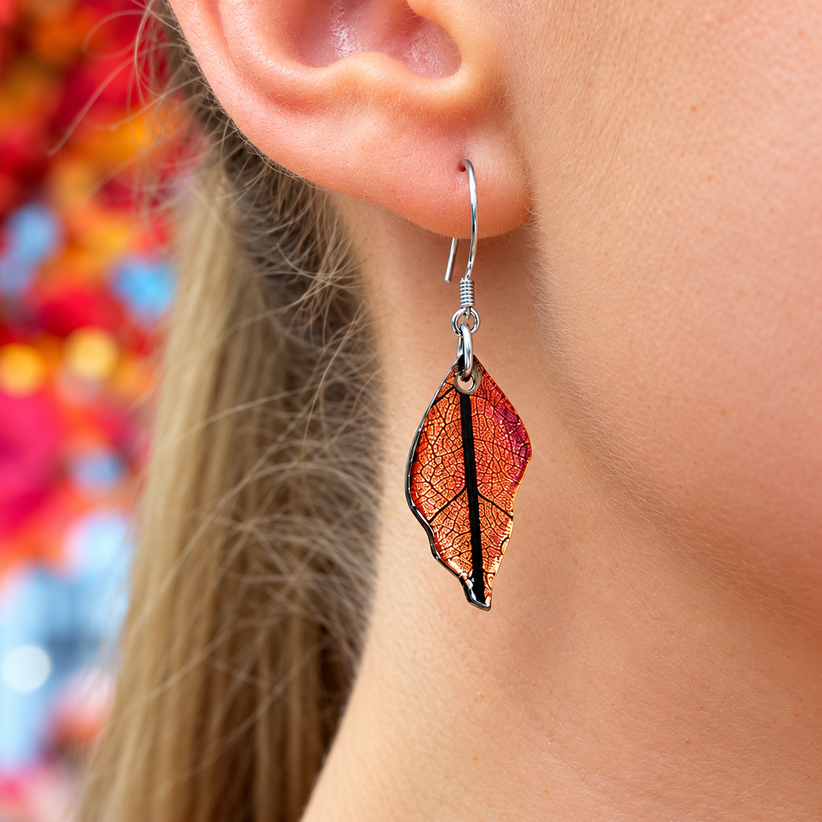 Orange Leaf Drop Earrings | Watch This Space