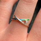 Pre-Order | Sterling Silver Wild Grasses Cubic Zirconia Ring in Meadow Enamel | Sheila Fleet
