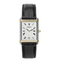 Herbelin Art Deco Gents Gold Steel Square Watch with Black Leather Strap
