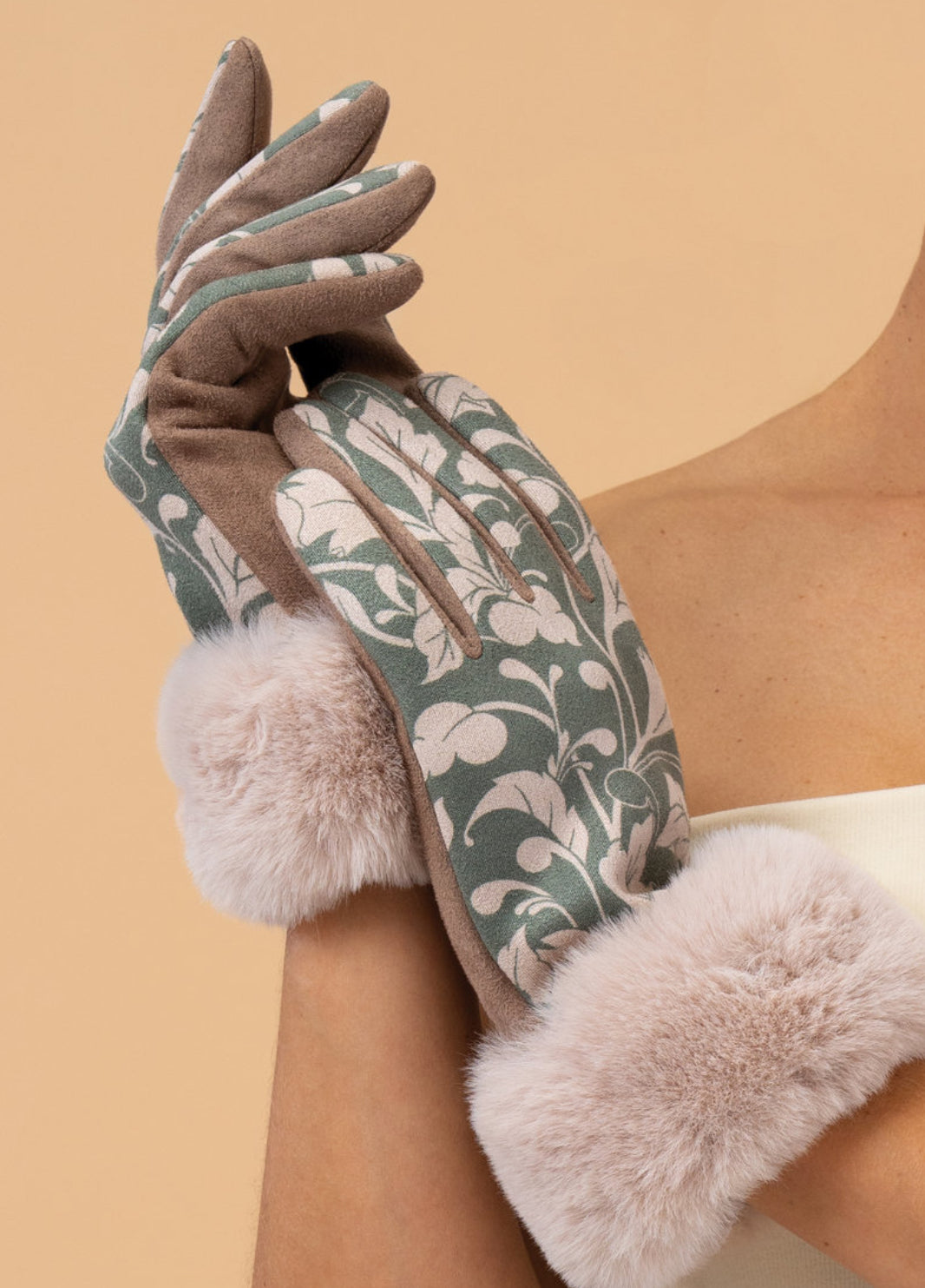 Powder Accessories Bernadette Opulent Flourishes Gloves - Olive