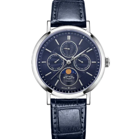Rotary Navy Windsor Moonphase Gents Watch