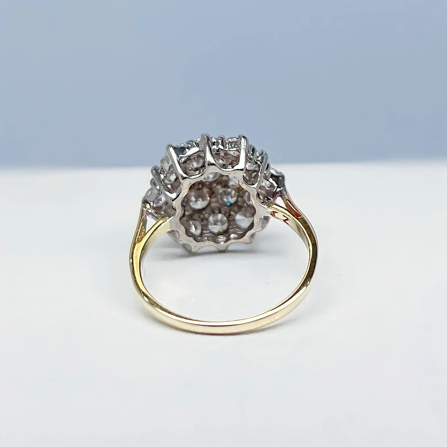 Vintage 9ct Gold Cubic Zirconia Cluster Ring - Size M
