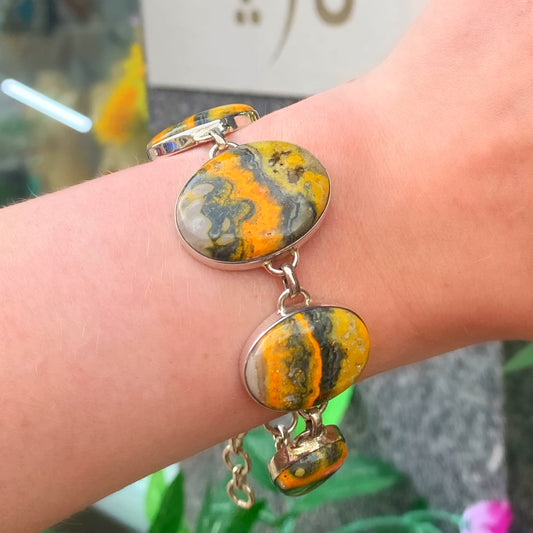 Sterling Silver Bumblebee Jasper Bracelet