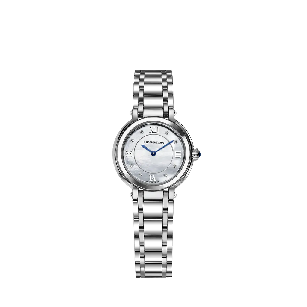 Herbelin Galet Ladies Steel Watch with Zircon White Dial