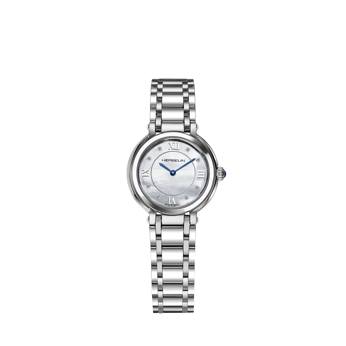 Herbelin Galet Ladies Steel Watch with Mother of Pearl Zircon Dial