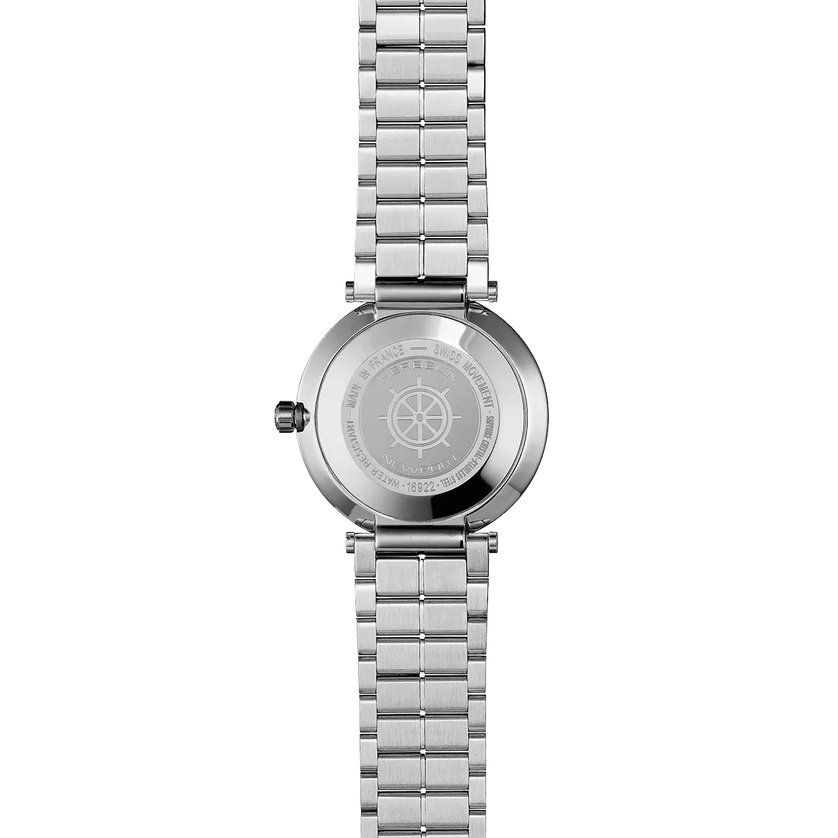 Herbelin Newport Slim Steel Watch with Black Leather Strap