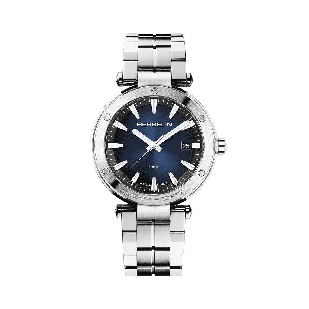 Herbelin Inspiration Gents Steel Gold Watch with Leather Strap and White Dial
