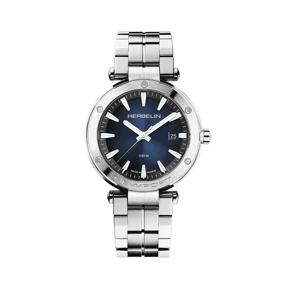 Herbelin Inspiration Gents Steel Gold Watch with Leather Strap and White Dial