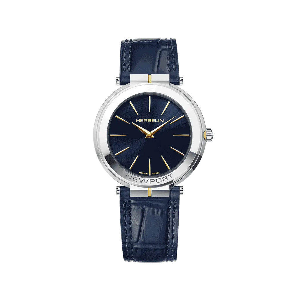 Herbelin Newport Slim Ladies Steel Two-Tone Watch with Blue Dial