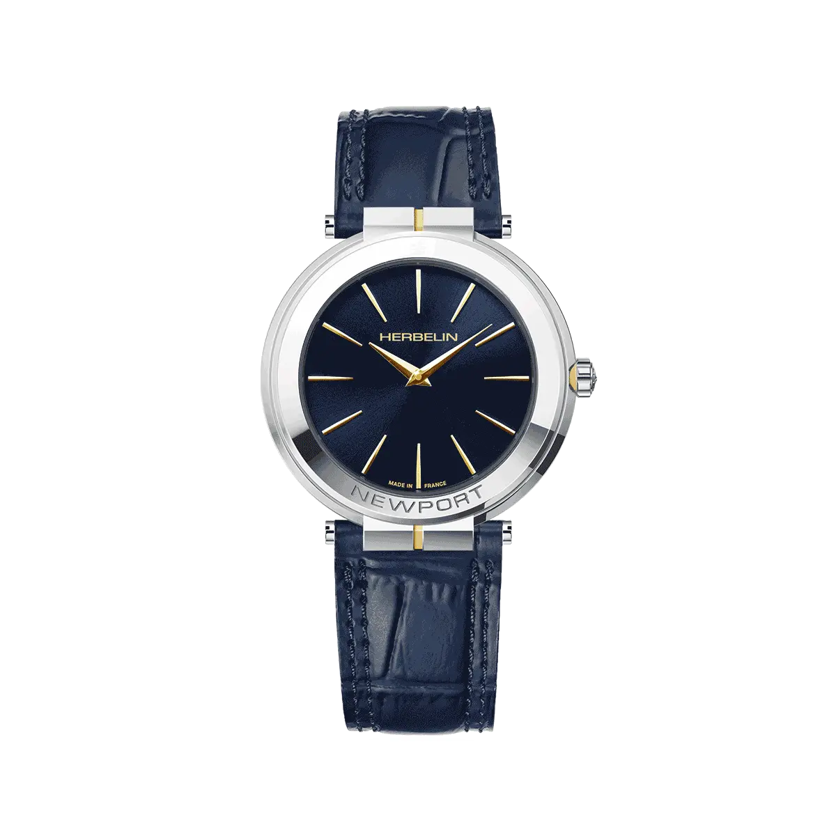 Herbelin Newport Slim Ladies Steel Two-Tone Watch with Blue Dial