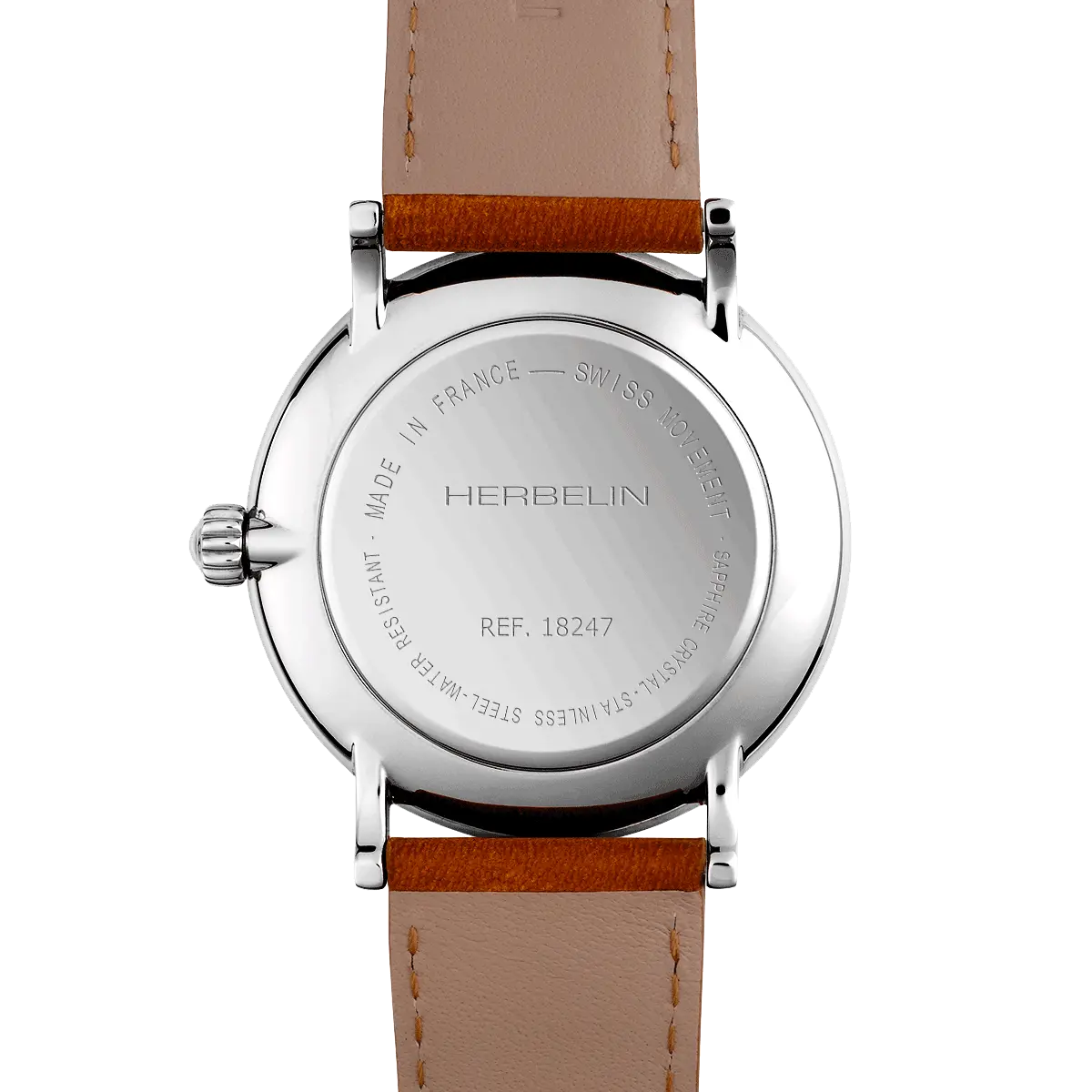 Herbelin Inspiration Steel Gold Watch with Brown Leather Strap