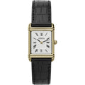 Herbelin Art Deco Ladies Gold Steel Square Watch with Black Leather Strap