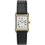 Herbelin | Art Deco Gold Steel Square Watch with Black Leather Strap | Ladies