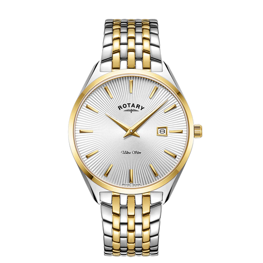 Rotary Ultra Slim Two-Tone Steel Watch