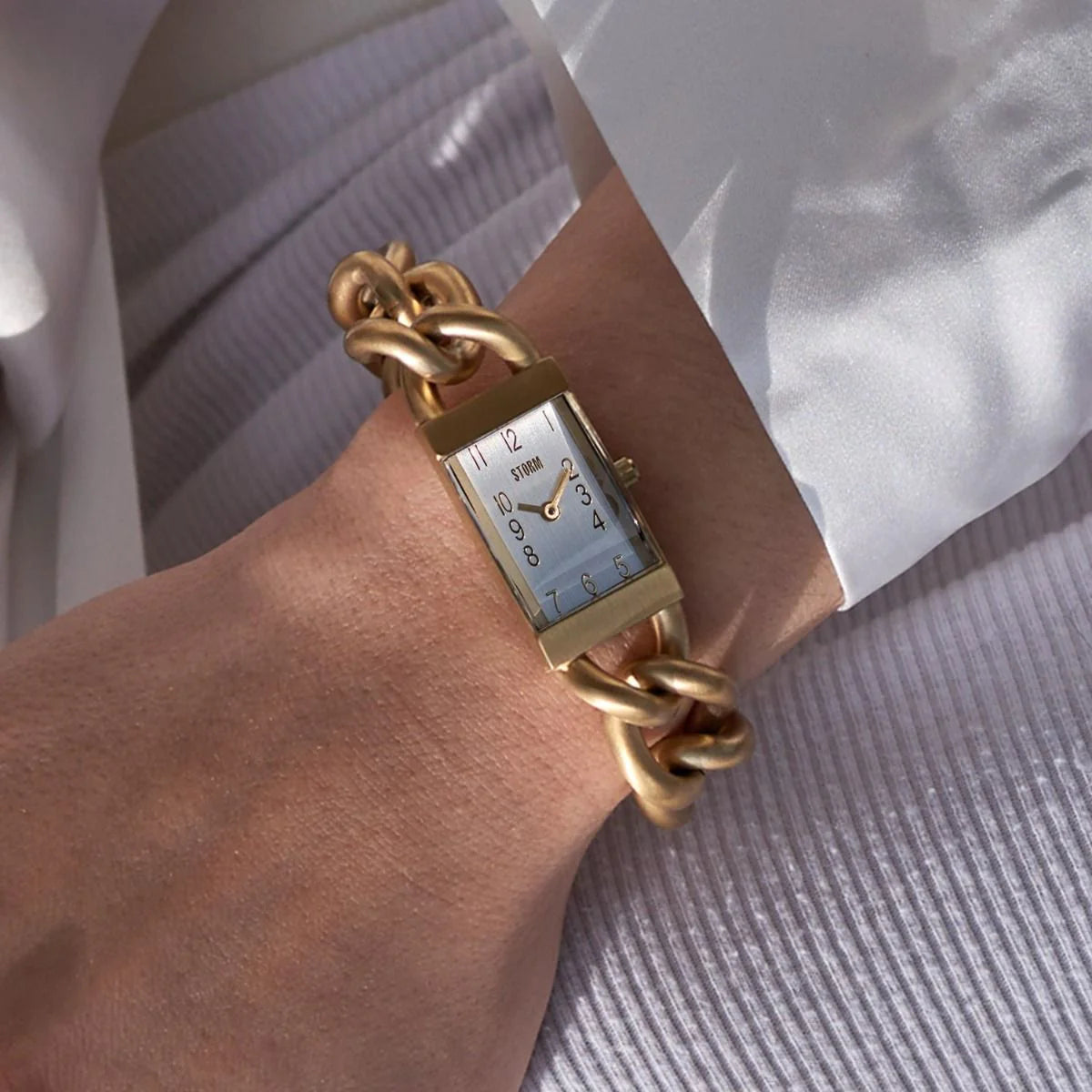 Storm Ladies Sansa Gold Steel Silver Dial Bracelet Watch