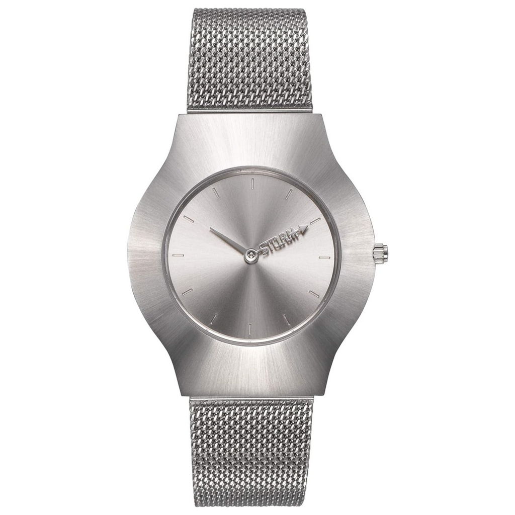 Storm Ladies Ion Mesh Steel Silver Dial Watch