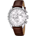 Festina Gents Timeless Chronograph Brown Leather White Dial Watch