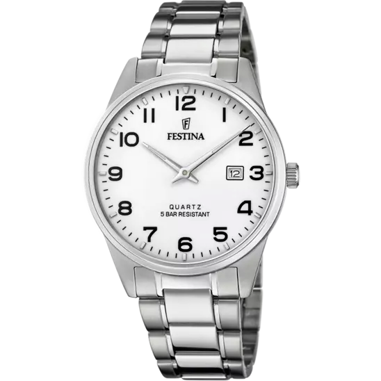 Festina Classics Silver Steel White Dial Watch
