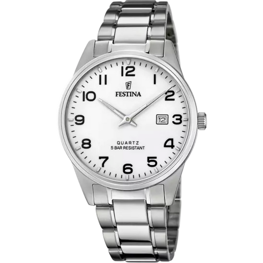 Festina Classics Silver Steel White Dial Watch