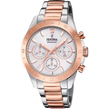 Festina Ladies Boyfriend Rose Gold & Silver Two-Tone Steel White Dial Watch