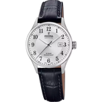 Festina | Swiss Steel Silver Dial Black Leather Strap Watch | Ladies