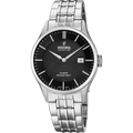 Festina Gents Swiss Silver Steel Black Dial Watch